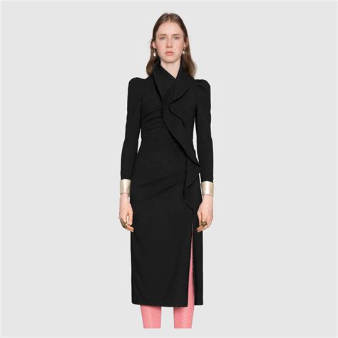 gucci wool dress with asymmetric flounce